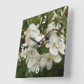 Tropisches Weißes Begonia Floral Quadratische Wanduhr (Winkel)