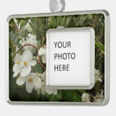 Tropisches Weißes Begonia Floral Rahmen-Ornament Silber (Links)