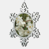 Tropisches Weißes Begonia Floral Schneeflocken Zinn-Ornament (Rechts)