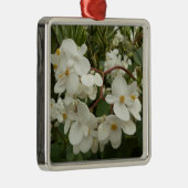 Tropisches Weißes Begonia Floral Silbernes Ornament (Rechts)