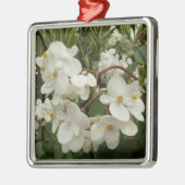 Tropisches Weißes Begonia Floral Silbernes Ornament (Links)