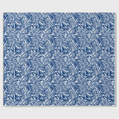 Tropisches weißes und blaues Leaf-Muster Geschenkpapier (Flach)