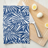 Tropisches weißes und blaues Leaf-Muster Geschirrtuch (Viertel Falte)