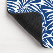 Tropisches weißes und blaues Leaf-Muster Mousepad (Ecke)