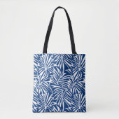 Tropisches weißes und blaues Leaf-Muster Tasche (Vorderseite)
