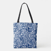 Tropisches weißes und blaues Leaf-Muster Tasche (Rückseite)