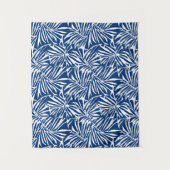 Tropisches weißes und blaues Leaf-Muster Wandteppich (Vorderseite)