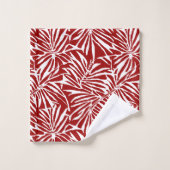 Tropisches weißes und rotes Leaf-Muster Badhandtuch Set (Waschlappen)