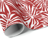 Tropisches weißes und rotes Leaf-Muster Geschenkpapier (Rolleneckpunkt)