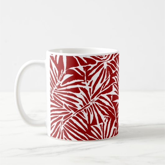 Tropisches weißes und rotes Leaf-Muster Kaffeetasse (Links)