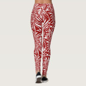 Tropisches weißes und rotes Leaf-Muster Leggings (Rückseite)