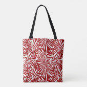 Tropisches weißes und rotes Leaf-Muster Tasche (Rückseite)
