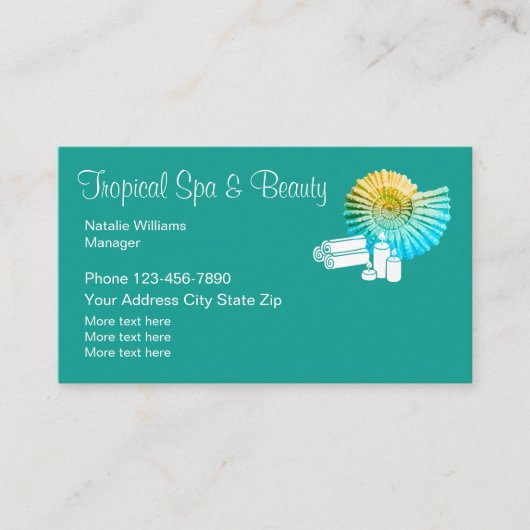 Tropisches Wellness-Center-und Schönheits-Thema Visitenkarte (Vorderseite)