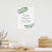 Tropisches Willkommensschild. Hochzeitsdruck. Grün Poster (Küche)