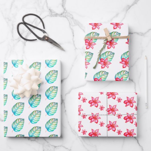 Tropisches Wrapping Paper Set 3 Geschenkpapier Set (Vorderseite)