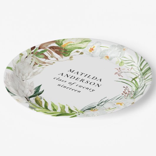 Tropisches Wreath-Abschluss-mit BlumenParty Pappteller (Schrägansicht)