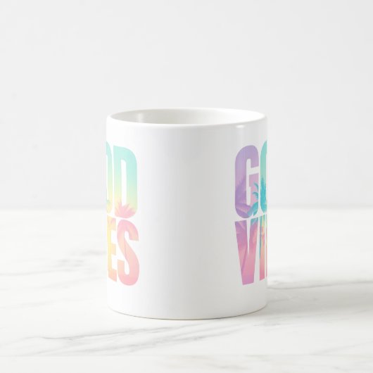 Tropisches Zitat "Good Vibes" Kaffeetasse (Mittel)