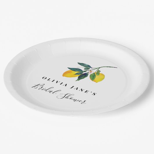 Tropisches Zitronenpapier, Brautparty Pappteller (Schrägansicht)