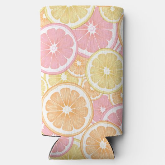 Tropisches Zitrusfrüchtemuster Sommerfarben Selters Dosenkühler (Rückseite)