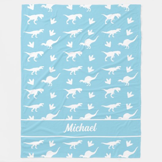 Trost auf dem Rücken: Personalisierter Dinosaurier Fleecedecke (Vorderseite)