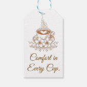 Trost in jedem Becher Florale Kaffeetag Geschenkanhänger (Rückseite)