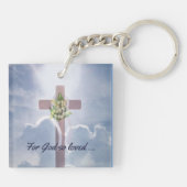 Trost und aufmunternder Bibel-Vers, seine Liebe Schlüsselanhänger (Rückseite)