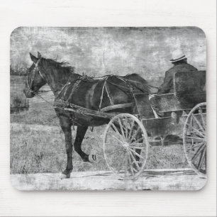Trot Amish Pferd in Schwarz und Weiß Mousepad