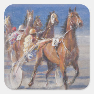 Trottenrennen Lancieux Bretagne 2014 Quadratischer Aufkleber