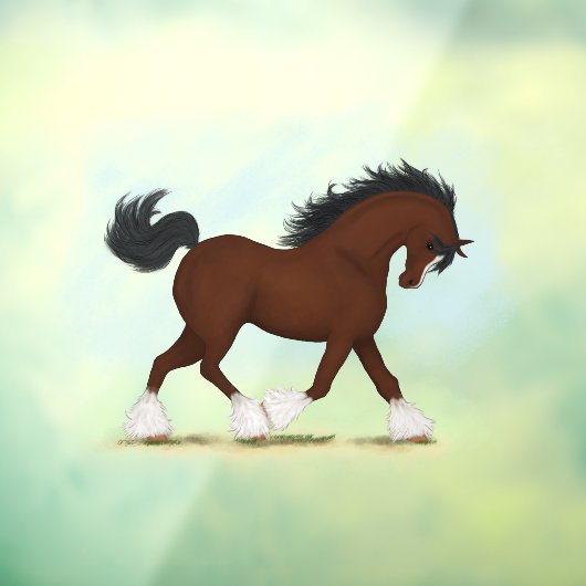 Trotting Bay Clydesdale Horse Reittiere Decal Fensteraufkleber (Blatt 3)