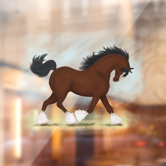 Trotting Bay Clydesdale Horse Reittiere Decal Fensteraufkleber (Blatt 2)