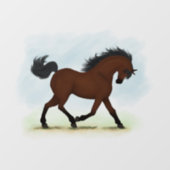 Trotting Bay Horse Reitpony Decal Fensteraufkleber (Blatt)