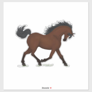 Trotting Bay Pferd mit Blaze Farm oder Ranch Aufkleber