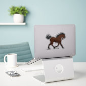 Trotting Bay Pferdepony mit Blaze Reittier Aufkleber (Laptop auf Schreibtisch)