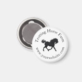 Trotting Black Horse Circular Text Reittier Magnet (Vorderseite/Rückseite)