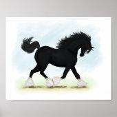 Trotting Black Shire Horse Reittier Poster (Vorne)