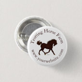 Trotting Brown Horse Circular Text Reittier Button (Vorne & Hinten)