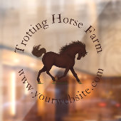 Trotting Brown Horse Circular Text Reittier Fensteraufkleber (Blatt 2)