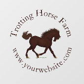 Trotting Brown Horse Circular Text Reittier Fensteraufkleber (Blatt)