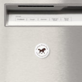 Trotting Brown Horse Circular Text Reittier Magnet (In Situ (Geschirrspüler))