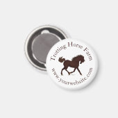 Trotting Brown Horse Circular Text Reittier Magnet (Vorderseite/Rückseite)