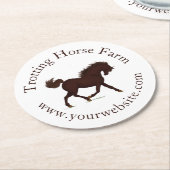 Trotting Brown Horse Circular Text Reittier Runder Pappuntersetzer (Angewinkelt)