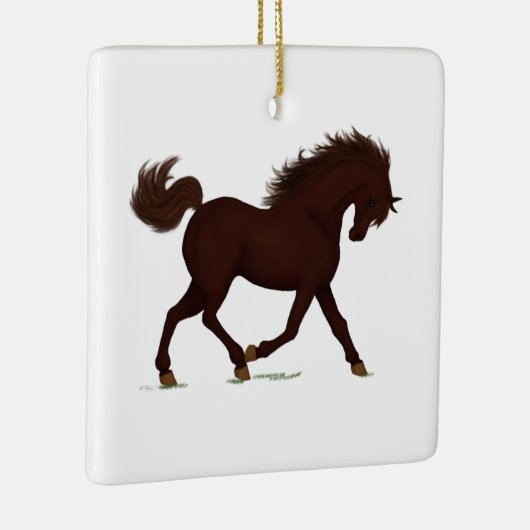 Trotting Brown Horse oder Pony Reitscharm Keramikornament (Rechts)