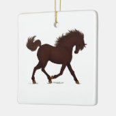Trotting Brown Horse oder Pony Reitscharm Keramikornament (Links)
