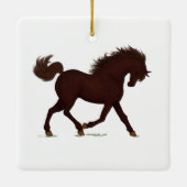 Trotting Brown Horse oder Pony Reitscharm Keramikornament (Rückseite)