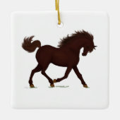 Trotting Brown Horse oder Pony Reitscharm Keramikornament (Vorderseite)