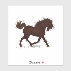 Trotting Brown Horse Pony Equestrian Aufkleber