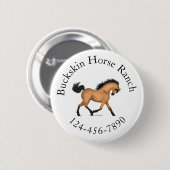 Trotting Buckskin Horse Circular Text Reittier Button (Vorne & Hinten)