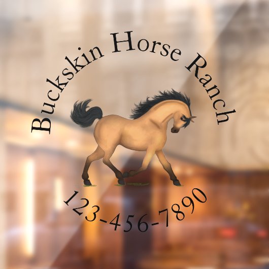 Trotting Buckskin Horse Circular Text Reittier Fensteraufkleber (Blatt 2)