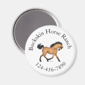 Trotting Buckskin Horse Circular Text Reittier Magnet (Vorderseite/Rückseite)