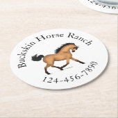 Trotting Buckskin Horse Circular Text Reittier Runder Pappuntersetzer (Angewinkelt)